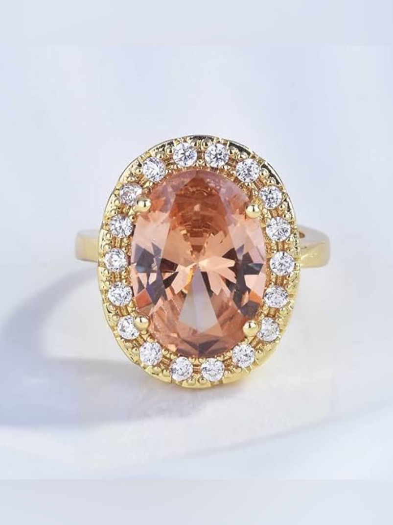 Unique Huge Neiman Marcus Round Champagne Topaz Cocktail Ring Size 7